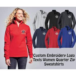 Pull personnalisé à fermeture éclair sur le devant, avec logo brodé personnalisé pour femmes, Lst253 - Product Image 2