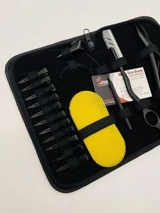 Pince à micro-perles à trou unique pour extensions de cheveux, avec système Velcro, lame de rasoir, en acier inoxydable noir mat, et clip de séparation à boucle - Product Image 5