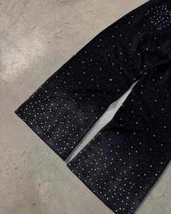 Women's Black Dot Print <b>Harem</b> Pants Elastic Waist Loose Fit Full Length Casual Knitted Polyester Pants - Product Image 4