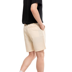 Shorts Bermuda en Coton Oxford Noir pour Homme, Taille Mi-Haute Élastique, Respirant, Décontracté avec Poches, Style Uni Tissé - Product Image 5