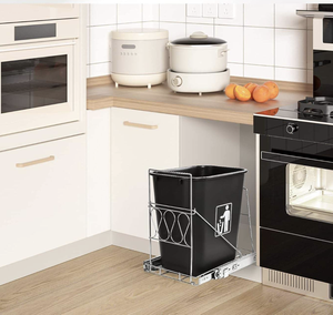 Retractable Sliding Trash Can Shelf <b>Pull</b> <b>Out</b> Cabinet Organizer Iron <b>Bin</b> Rack Under Sink Storage with Rail - Product Image 3