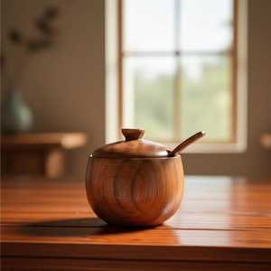 Natural Premium Wooden <b>Jar</b> Lid 250mL Classic Eco-Friendly Airtight <b>Kitchen</b> <b>Storage</b> Container <b>for</b> Spice AZ ENTERPRISES - Product Image 1