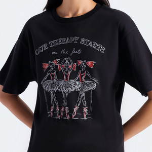 T-shirt court en coton noir pour femme, col rond, coupe classique, décontracté, manches courtes, respirant, en jersey de toile, idéal pour l'été - Product Image 2