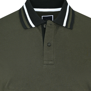Chemise pour homme en piqué 100% coton vert uni, manches courtes, coupe classique, décontractée, respirante, tricotée, avec boutons sur le devant - Product Image 5