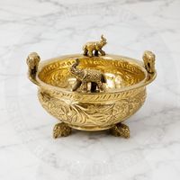 Plateau de service ovale en laiton de luxe, finition dorée |   Plateau décoratif pour la décoration de la maison, mariage, Ramadan, Diwali - Léger, résistant à la chaleur