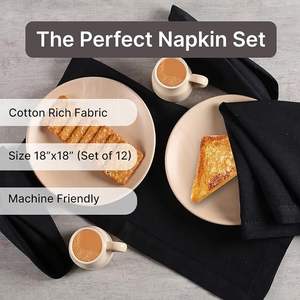 Serviettes de table en coton 18 x 18 pouces, douces, absorbantes et confortables - Idéales pour les événements et un usage régulier - Noir - Product Image 4