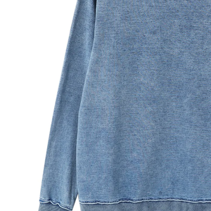 Sweat-shirt col rond en denim ZPB personnalisé, broderie chenille, sororité et fraternité grecques, unisexe, coton premium, lavage vintage - Product Image 6