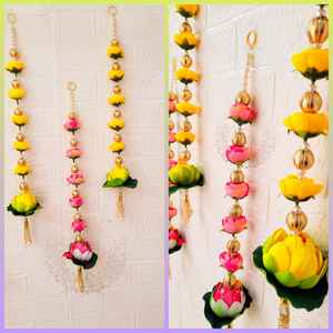 Guirlande décorative de marguerites artificielles avec pompons, style Art Déco, pour anniversaire, mariage, Mandap, scène, fête, festival, événement, maison, Diwali - Product Image 6