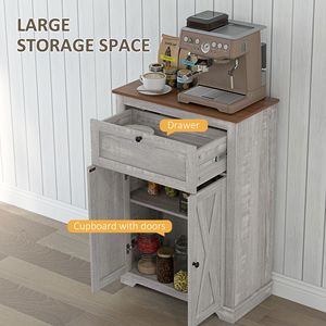 "Large Capacity Farmhouse <b>Sideboard</b> <b>Storage</b> Cabinet with Doors & Drawer for Kitchen & Living Room Light Gray 23.5"x11.75"x34.5"" - Product Image 4