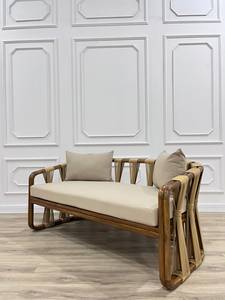 Modern Outdoor Garden Daybed <b>Sofa</b> <b>Set</b> with Rattan Rope Cushions and Throw Pillows - Product Image 2
