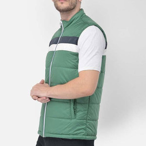 Chaleco Acolchado con Capucha Ecológico para Hombre, Color Verde, Cuello Alto, Cierre de Cremallera, Resistente al Viento, Ropa Casual de Invierno, Relleno de Poliéster - Product Image 5