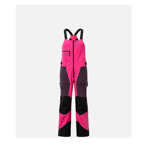 Unisex Breathable <b>Waterproof</b> 10,000mm Zipper Ski Bib Pants Color Blocked Insulated Hooded Snowboard <b>Overalls</b> Pink Black - Product Image 1