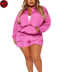 Ensemble coupe-vent et short pour jeunes femmes, entièrement personnalisable, imperméable, séchage rapide, respirant, survêtement 2 pièces, col montant - Product Image 4