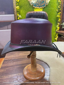 Chapeau Haut de Forme Personnalisé Fait Main en Cuir Noir Bourgogne Style Western Cowboy Steampunk à Large Bord avec Bande Concho Tendance pour Homme - Product Image 3
