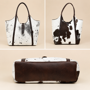 Genuine Hair On Cowhide Leather Tote <b>Bag</b> for Women Handmade Western Shoulder Handbag Vintage Large Capacity daily shopping purse - Product Image 4