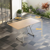 Table pliante de glamping pour l'extérieur - Portable en aluminium et bambou pour pique-nique, repas, cour et balcon, camping