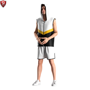 Al por mayor SUMROOS Bata de boxeo sin mangas con capucha para hombre, para entrenamiento de gimnasio y MMA, ajuste muscular, talla XL, logotipo personalizado, ropa deportiva transpirable - Product Image 3