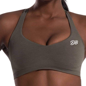 Custom Logo Olive <b>Green</b> Sports Bra Women V Neck Thin Strap Seamless Workout Crop Top Fitness <b>Gym</b> <b>Set</b> Activewear Wholesale - Product Image 1