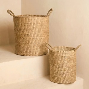 Juego de 2 cestas simples de mimbre tejido a mano, cestas de almacenamiento ecológicas al por mayor, hechas en Vietnam - Product Image 1