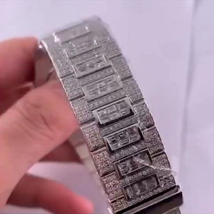 Reloj cuadrado de lujo con moissanita de cuarzo de 42mm | Diseño de esqueleto helado VVS | Probador de diamantes al por mayor Pass Antique Business Style - Product Image 3