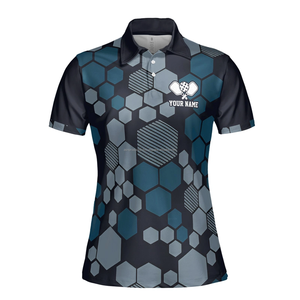 T-shirt personnalisé pour femme en coton respirant 100 % avec motif imprimé hexagonal Love Peace Pickleball – Tailles S-5XL – Idéal pour l'été - Product Image 2