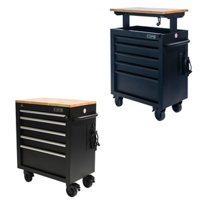 Armoire à outils en acier thermolaqué à 5 tiroirs avec plan de travail relevable manuellement inclus dans le titre. - Product Image 2