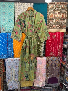 Bata Kimono de Algodón con Estampado de Bloques de Animales, Estilo Japonés, Ropa de Estar por Casa de Verano, Tejido Suave y Transpirable, Cierre con Cordón, Unisex, Talla Completa - Product Image 4