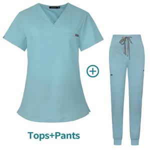 High Quality Women's Nursing Scrubs Uniforms <b>Set</b> Wholesale Plain Solid Color Canvas for <b>Doctors</b> & Nurses - Product Image 2