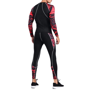 <b>Men's</b> Workout Sublimated <b>Compression</b> <b>Shirt</b> Pants Breathable 100% Polyester Long Sleeve Sports <b>Compression</b> Sets - Product Image 3