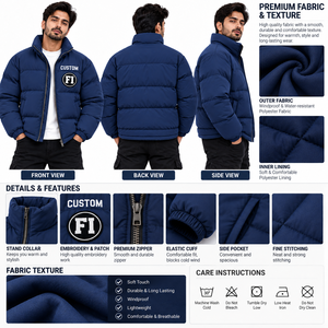 New 2027 Premium Quality Men's Puffer <b>Jackets</b> Wholesale Y2K Streetwear Winter Coat Casual Zipper Front Hooded <b>Patch</b> Design B2B - Product Image 5