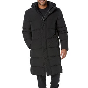 Veste matelassée longue à capuche pour homme, coupe-vent, fermeture éclair, décontractée, hiver, couleur unie, extérieur polyester, rembourrage épais en duvet – Meilleure vente - Product Image 2
