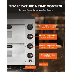 Forno Elettrico Commerciale da Banco per Pizza da 14 Pollici con 2 Teglie, 4 Manopole, Doppio Strato, Forno e Tostapane da Banco - Product Image 4