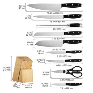15-Piece High Carbon Stainless Steel Chef <b>Knife</b> Set with Block Sharpener <b>Bone</b> <b>Handle</b> Ergonomic Cutlery - Product Image 6