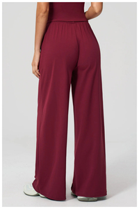 <span class=keywords><strong>Pantalones</strong></span> Anchos <span class=keywords><strong>de</strong></span> Cintura Alta para Mujer, Colores Personalizados, con Cordón Ajustable, Corte Holgado, Largos, Color Sólido, Casuales, Transpirables, 100% Verano - Product Image 4
