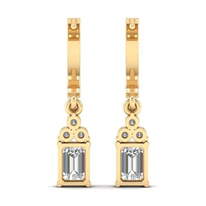 REYES Hot Sale <b>Emerald</b> Cut 2.56 Carat Moissanite Dangle Drop <b>Earrings</b> for Women Luxurious 14K 18K Yellow <b>Gold</b> Fine Jewelry - Product Image 4