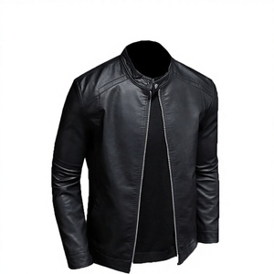 <b>Men's</b> Black Leather Canvas Winter <b>Jacket</b> Full Sleeve Waterproof Breathable <b>Lightweight</b> Handmade Custom Front Outdoor Racer - Product Image 2