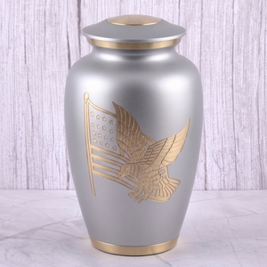 Purple and Silver Eagle Brass Adult Cremation Urn with Matte Finish for Human Ashes, Funeral <b>Memorial</b> and Burial Urn - Product Image 6