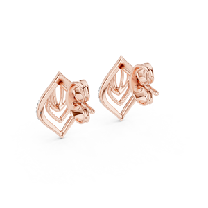 Ensemble de clous d'oreilles en diamants de culture CELESTIAL LEAF GLIDE sertis en or rose massif 18 carats, pour fiançailles, mariage, fête, cadeau de la Saint-Valentin, usage quotidien - Product Image 3