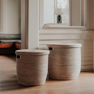 Set of 2 Classic Seagrass <b>Baskets</b> with Lids Handmade <b>Storage</b> <b>Basket</b> Wholesale eco-friendly Made in Vietnam - Product Image 2