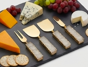 <b>Cheese</b> <b>Knife</b> <b>Set</b> With Stone Handles Gold Plated Metal Utensils For Serving <b>Cheese</b> Tableware Dining Use And Wedding Use - Product Image 5