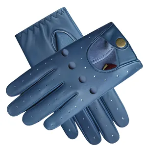 Gants en cuir de mouton bleu, longueur poignet, style uni, non doublés, respirants, pour usage quotidien décontracté, printemps automne - Product Image 1