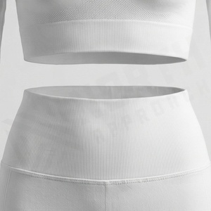 Conjuntos de Yoga de Dos Piezas sin Costuras Personalizados al por Mayor para Fabricantes, Último Diseño, Color Personalizado, Ropa Deportiva de Tallas Grandes - Product Image 5