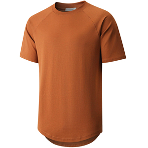 T-shirt tricoté à manches courtes pour homme, couleur orange foncé, col rond, séchage rapide, coupe classique, couleur unie, vêtement décontracté - Product Image 5