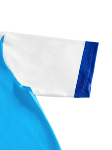 T-shirt à manches courtes pour homme, sublimation et impression en relief, design surf, coupe ample, séchage rapide, col rond, bleu et blanc - Product Image 4