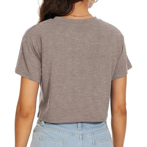Camiseta Corta Personalizada para Mujer, Estilo Oversize, de Algodón, Holgada, de Manga Corta, Lisa, Informal, para el Verano - Product Image 5