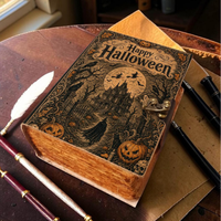 Journal en cuir gothique vintage pour Halloween, carnet à fermoir style livre de sorts, Grimoire Dark Academia, 400 pages de papier à bords festonnés
