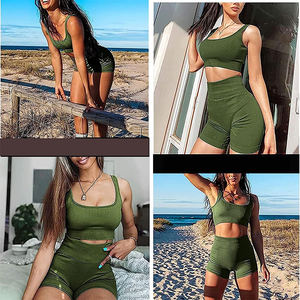 Nouveauté : Ensemble de sport pour femmes, deux pièces, coupe ajustée, soutien-gorge de sport avec short sans couture, vêtements de sport actifs, ensembles de yoga - Product Image 5