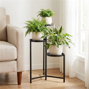3-Tier Black Rustproof Metal Plant <b>Stand</b> with Anti-Scratch Feet Staggered <b>Corner</b> Plant Shelf for Flower Pots & Planters - Product Image 2