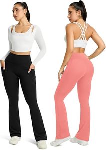 Women's Pocket <b>Flare</b> <b>Leggings</b> High Waisted Bootcut Yoga Pants for Workout and Training - Product Image 4