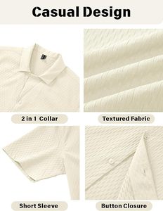 Camisa de Hombre con Textura Vibe, Cuello Cubano, Manga Corta, Ligera, Transpirable, Casual para Playa, Verano, Serie 2026 - Product Image 6